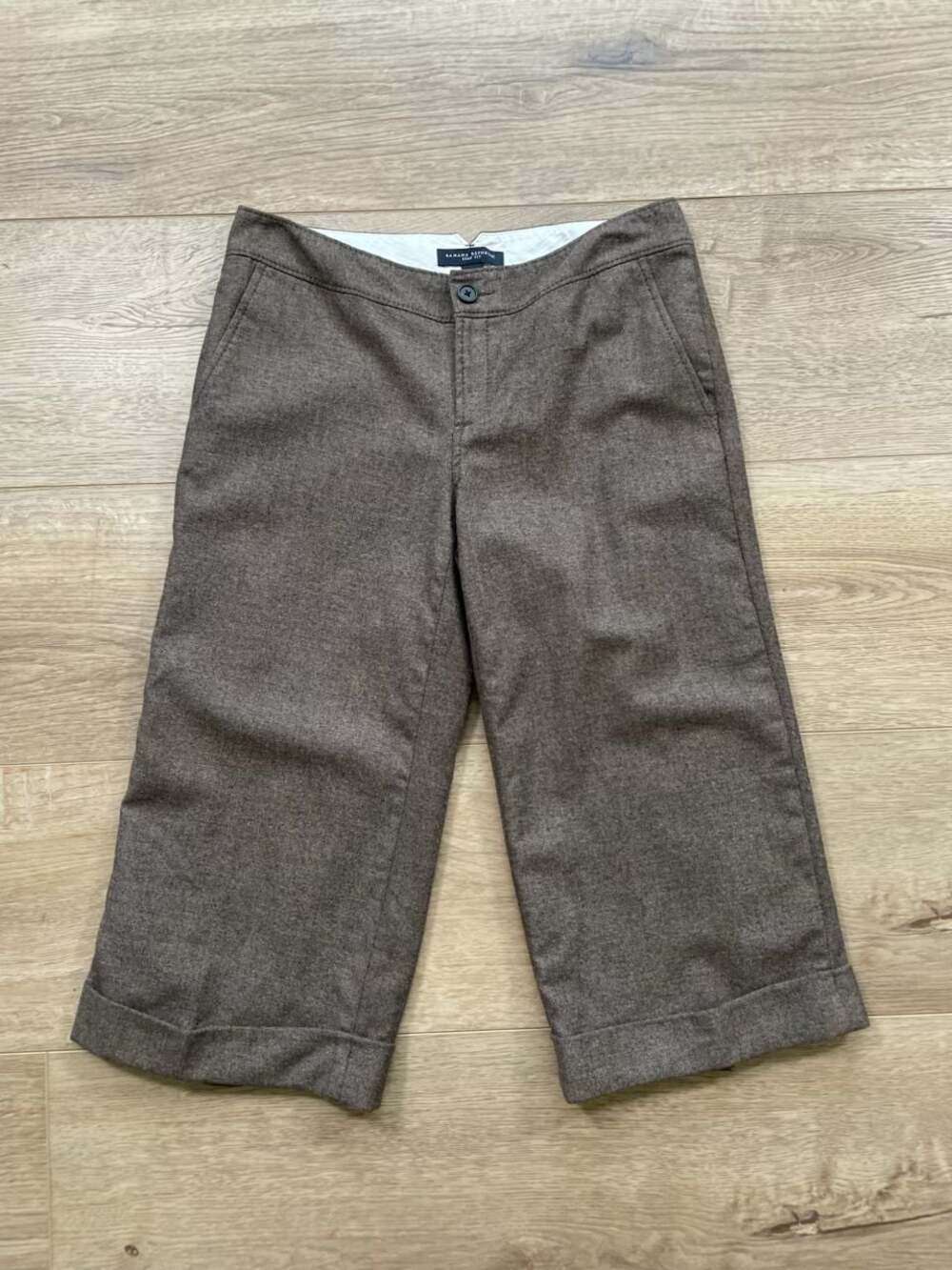 Banana Republic Ryan Fit Stretch Brown Tweed Cuffed Cropped Pants Size 6 - Picture 2 of 11